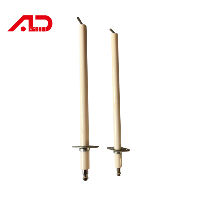 High temperature, high pressure and high purity aluminum oxide glazed ignition electrode rod ignition needle ceramic tube length can be cutADceram glazed ceramic ignitor